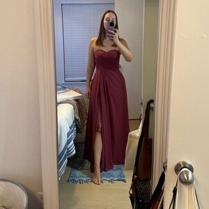 Elegant Strapless Burgundy Gown